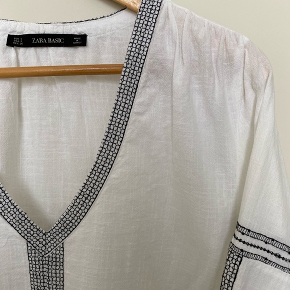 Zara linen tunic with black thread detailing - Picture 3 of 8